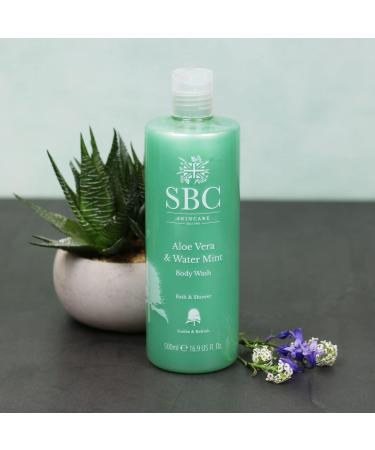 SBC Skincare Aloe Vera & Water Mint Body Wash - 500ml | Refreshing Shower Gel | Shower Gel For Men And Women | Vegan Friendly Body Wash | Cooling Aloe Vera Body Wash - Buy Online on GoSupps.com