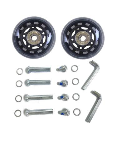 LOTOWELZON 2pcs Luggage Suitcase Replacement Wheels 50/64/70/75/84/90mm Rubber Inline Roller Skate Wheels with 8mm(0.31") ABEC-7 608ZZ Bearings Repair Kits OD50xW18mm/1.97"x0.7" Black&Clear