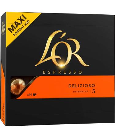 L'Or Espresso Caf Delizioso - Intensity 5 - 100 Aluminum Capsules Compatible with Nespresso Machines (Pack of 5X20 capsules) - Buy Online on GoSupps.com