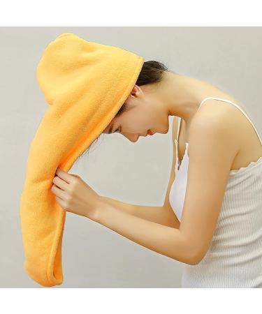 Ultra-Absorbent Microfiber Hair Towel Turban for Curly & Thick Hair Fast Drying & Frizz Control (Yellow) - Buy Online on GoSupps.com