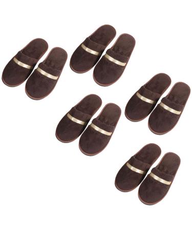 Tianmao 5 pairs of slipper hotels lipper tortier hip slippers with closed toes universal size 28.5 * 11cm coral fleece guest slippers for spa party guests hotel and travel unit size brown