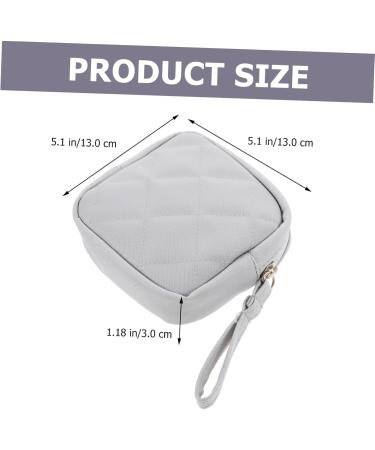 Iwowhero Leather Cosmetics Bag | Zip Organizer & Storage for Women | PU Gray Mini Accessory 13x13cm - Buy Online on GoSupps.com