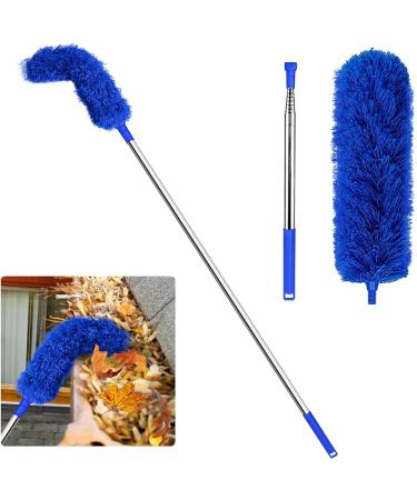 tesrgre Gutter Cleaning Brush Roofing Tool with Telescopic Extendable Pole 8.2Ft Guard Cleaner Tool Easy Remove Leave blue