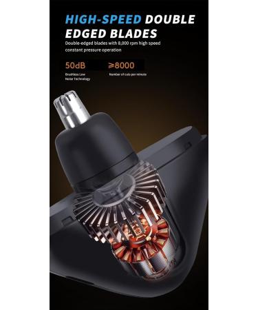 Rechargeable Ear and Nose Hair Trimmer for Men & Women - Powerful Motor Double-Edged Blades | Smooth Cuts - Black - Buy Online on GoSupps.com