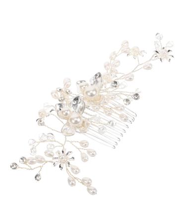 Ipetboom Bridal Comb Bridal Accessories Hair Accessory for Girls Clipper Grippers Flower Girl Hair Accessory Hair Combs for Wedding Tiara Hair Accessories Alloy Pearl Bride
