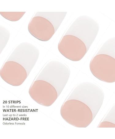 French Semi Cured Gel Nails Strips - 20 Stickers Nail Wraps - Soft Self-Adhesive Gel Nail Stickers Solid White Full Wraps French Style Nail Wraps UV/LED Lamp Required (French Style) - Buy Online on GoSupps.com