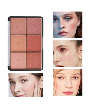 Paminify 6 Colors Matte Mineral Blush Palette for Contouring and Highlighting with Marble Brush - Bright Shimmer for Cheeks, Lips, and Eyes - Buy Online on GoSupps.com