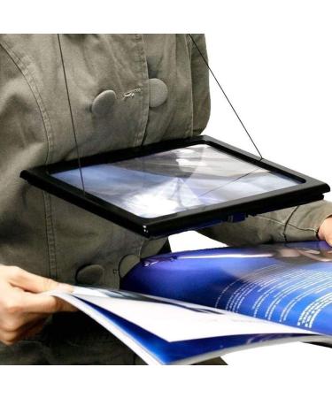 Full Page 3X Reading Magnifying Glass with 12 LED Lights Handheld Or Hands Free Magnifier with Stand & Lanyard - Large A4 Sheet Illuminated Vision Aid - Buy Online on GoSupps.com
