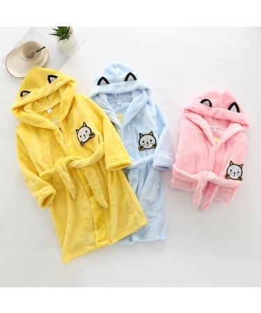 Miyanuby Baby Boys & Girls Soft Flannel Bathrobe - Cute Cat Hoodie Homewear for Ages 5-6 - Perfect Gift! - Buy Online on GoSupps.com