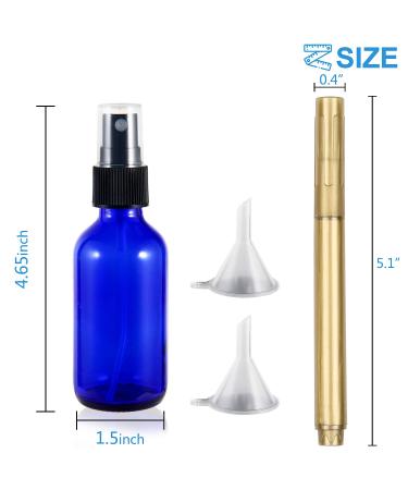 Ruckae 2 oz Glass Spray Bottles 18-Piece Set with Funnel & Gold Glass Pen, Blue Fine Mist Sprayers - Shop Now! - Buy Online on GoSupps.com