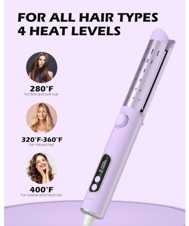 NOVUS Airflow Curling Iron 2-in-1 - Ceramic Flat Iron & Curling Wand with 360 Cool Air Anti-Scald 4 Temp Settings Auto Shutdown - Perfect for Lasting Curls on All Hair Types - Purple - Buy Online on GoSupps.com