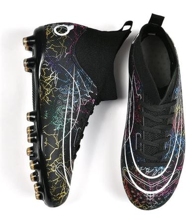 Dennger High-Top Soccer Cleats AG Spike Shoes - Unisex Size 10 Women/8.5 Men - Black - Buy Online on GoSupps.com