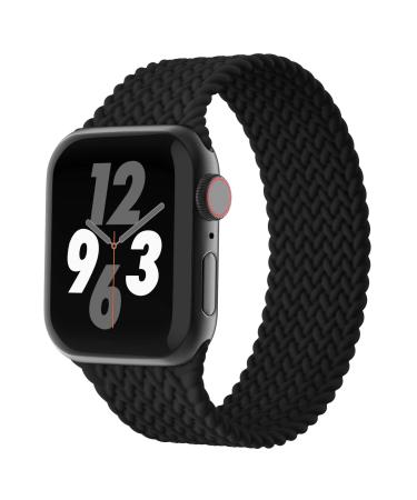Silicone Solo Loop Bands Compatible with Apple Watch Band 38mm 40mm 41mm 42mm 44mm 45mm 49mm, Stretchy Silicone Elastic Sport Strap Compatible for iWatch Series 8/7/6/5/4/3/2/1/SE Ultra Black 38/40/41MM S: 5.6"-5.8"(143mm-149mm)