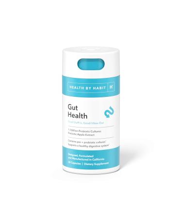 Health By Habit Gut Health Supplement (60 Capsules) - Contains 1.5 Billion probiotic Cultures, Prebiotic Apple Extract, Support a Healthy Digestive System, Non-GMO, Sugar Free (1 Pack)