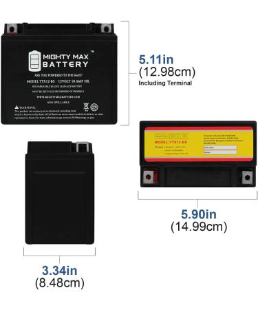 Mighty Max YTX12-BS Power Sports Battery - Replaces CYTX12-BS & CTX12-BS | International Shipping Available - Buy Online on GoSupps.com