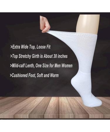 DULLEMIX Diabetic Socks - Extra Wide 22'' Non-Binding Calf Sock for Sensitive Swollen Feet - White, CALF1 - Buy Online on GoSupps.com