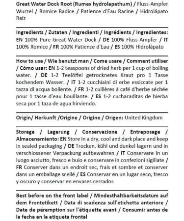  HEALTH EMBASSY Health Embassy Grande Patience d'Eau Racine Tisane | Rumex Hydrolapathum L | Great Water Dock Root Tea 50g - Buy Online on GoSupps.com