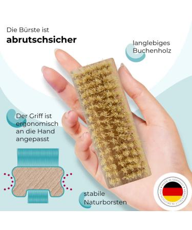 2 Set Nail Brush - Skin-Friendly Fingernail Brush Natural Buchenholz Bristles - Handcrafted Manicure & Pedicure Tools Made in Germany - Buy Online on GoSupps.com