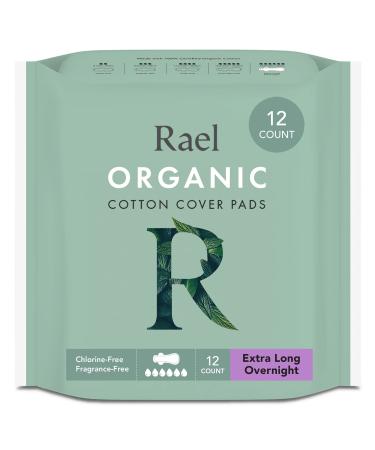 Rael Organic Cotton Cover Pads - Heavy Absorbency Unscented Ultra Thin Pads for Women Postpartum (Extra Long Overnight 12 Count) - Buy Online on GoSupps.com
