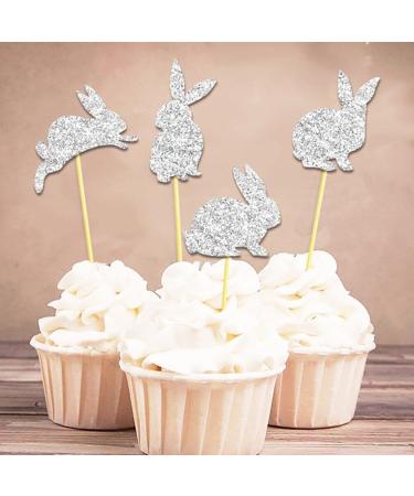 8 Pcs 4 Types Bunny Cupcake Toppers Rabbit Cake Toppers Birthday Party Easter Cake Decoration (Silver) LM - Buy Online on GoSupps.com