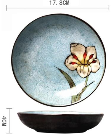 Dinner Plate Pasta Tableware Elegant Hand Painted Creative Ceramic Western Food Square Plate Unique Blue Green Daffodil Flower Pattern Home Kitchen Fruit Salad Dish B - Buy Online on GoSupps.com