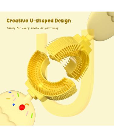 Kids U-Shaped Soft Silicone Toothbrush for Age 2-6 | 360 Oral Teeth Cleaning | Yellow Cake Design - Buy Online on GoSupps.com