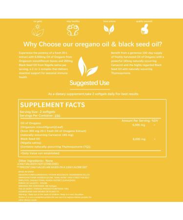 ESUNM Oregano Softgels Oregano Oil with Black Seed Oil Promotes Seasonal Immune Health and Harnesses Oregano Oil Supplement Capsules Non-GMO Gluten Free 300 Softgel Capsules Dietary Supplement - Buy Online on GoSupps.com