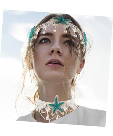 Ipetboom 1set Shell Headband Necklace Hair Accessories Pearl Seaside - Buy Online on GoSupps.com