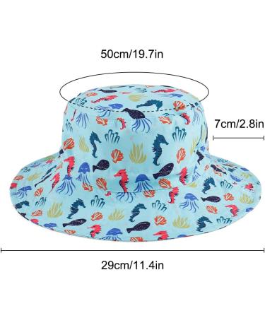 LACOFIA Toddler Baby Sun Hat | Wide Brim Bucket Hat for Kids 3-7 Years | Adjustable for Outdoor Swim, Beach, Pool | Unisex (Light Blue) - Buy Online on GoSupps.com