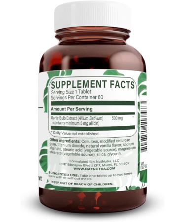 Natural Nutra High Allicin Garlic Supplement Supports Immune System Improve Enzymes Health Better Digestion Vanilla Coating 500mg 60 Vegan Tablets - Buy Online on GoSupps.com