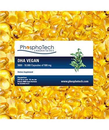 DHA Omega 3 VEGAN - seaweed oil (DHA Omega 3 vegan - seaweed oil) 500 mg - Boxes of 1,000 or 5,000 or 10,000 capsules - Cartons of 1,000 or 5000 or 10,000 capsules - Made in France (5000)