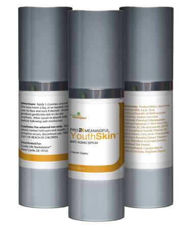 Pro 2x Youth Skin Serum - Anti-Aging & Exfoliating Lactic Acid - 2 Month Supply - Enhance Skin Tone Reduce Wrinkles & Dark Spots - Gentle Chamomile Formula - Buy Online on GoSupps.com