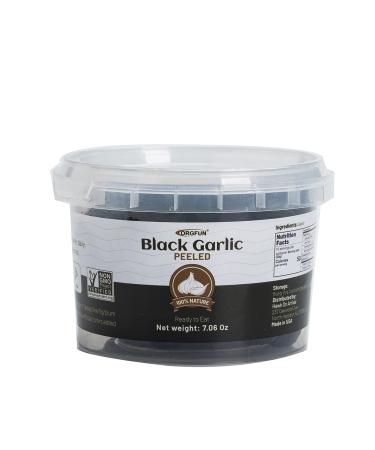 ORGFUN Peeled Black Garlic, Fermented Black Garlic Cloves Ready to Eat, Cultivated in the Local Garlic 7.06 Oz