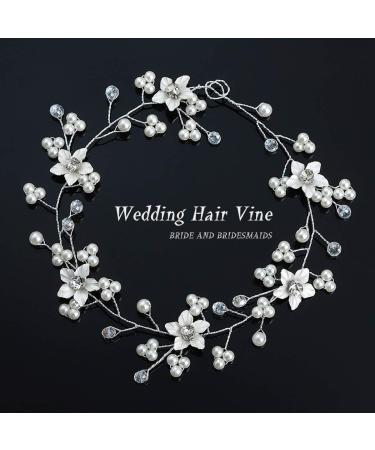 JAKAWIN Silver Bridal Flower Hair Vine Headpiece - Wedding Hair Accessory for Women - Buy Online on GoSupps.com