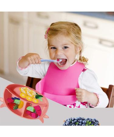 Non-Slip Silicone Baby Suction Plate Set with Divided Placemat - Green | Includes Bendable Fork & Spoon | Toddler Feeding Plate for Self Feeding Training - Buy Online on GoSupps.com