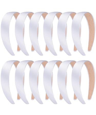 SIQUK 12 Pieces Satin Headbands White Headband 1 Inch Hard Satin Headband DIY Plain Hair Headband for Women and Girls - Buy Online on GoSupps.com