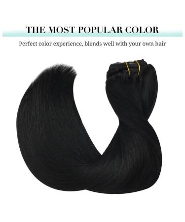 Doores Clip-In Extensions Real Hair - Low Black 60cm (24 inch) 120g - 7 Pieces Natural Straight Hair Extensions - Buy Online on GoSupps.com