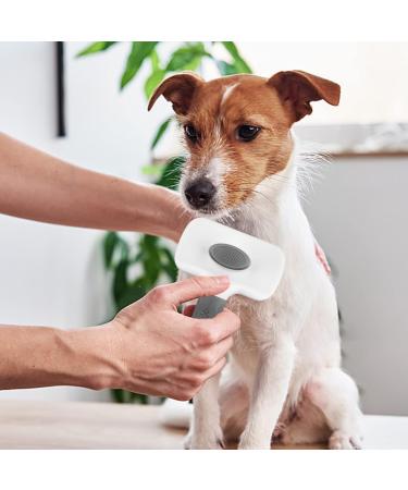 Pet Grooming Brush for Dogs and Cats | Shedding and Tangled Hair Removal Tool with Cleaning Button and Massage Feature | Long and Short Hair | Grey Color - Buy Online on GoSupps.com