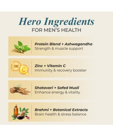 Nutrela Men's Superfood Whey Protein Powder Vanilla Flavor 400g with Ashwagandha Vitamin D Calcium B-Vitamins Zinc Vitamin C Digestive Enzymes Shatavari Safed Musli Gokshura Brahmi - Buy Online on GoSupps.com