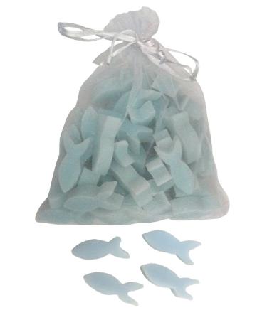 Florex Florex Pack of 50 mini sheep's milk soaps in the shape of mini fish in an organza bag for guests (forget-me-not)