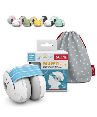 Alpine Muffy Baby Ear Defender for Babies and Toddlers up to 36 Months - CE & UKCA Certified - Noise Reduction Earmuffs - Comfortable Baby Headphones Against Hearing Damage & Improves Sleep - Blue