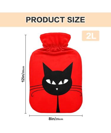 Soft Cat Hot Water Bottle with Cover - Warm Up Your Bed & Relieve Neck & Shoulder Pain | 2L Red Background - Buy Online on GoSupps.com