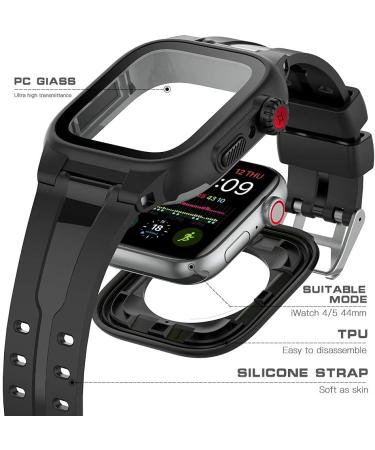 PEIYU Waterproof Case for 44mm Apple Watch Series 6 and Series 5 Series 4 SE with Built-in Screen Protector Full Body Shell for Waterproof Anti-Scratch Shockproof Impact Resistant with Watch Band Black - 44mm Apple Watch Series 6/5/4 SE Case - Buy Online on GoSupps.com