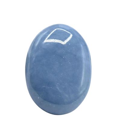 Angelite Palm Stone - Hot Massage Worry Stone for Natural Body Chakra Balancing, Reiki Healing and Crystal Grid