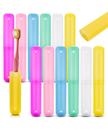 ISusser Pack of 12 Plastic Toothbrush Case, 6 Color Portable Dust-Proof Toothbrushes Holder for Inside and Outside