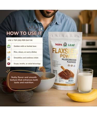 Nopa Leaf Flaxseed Powder Milled Canadian Brown Flaxseed Gluten Free, Non-GMO, Natural Source of Omega-3 16 oz - Buy Online on GoSupps.com