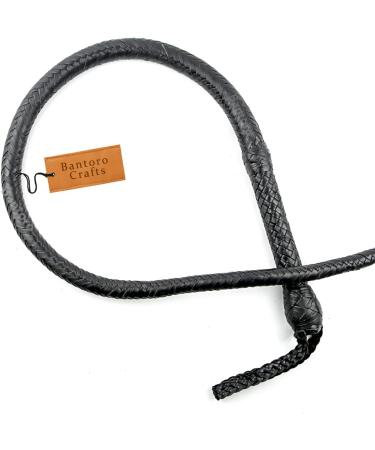 Bantoro Crafts 12ft Black Kangaroo Leather Bull Whip | 16-Strand Braided & Cushioned | Loud & Durable International Shipping - Buy Online on GoSupps.com