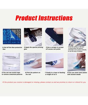 French Marble Striped Nail Art Stamping Plates Set - 3 Pcs Stainless Steel Stencils - Buy Online on GoSupps.com