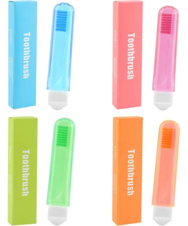Buy Foldable Travel Toothbrush Set - Portable Mini Soft Manual Toothbrush for Adults & Kids | Perfect for Hiking & Camping (Orange Red Blue Green) - Buy Online on GoSupps.com