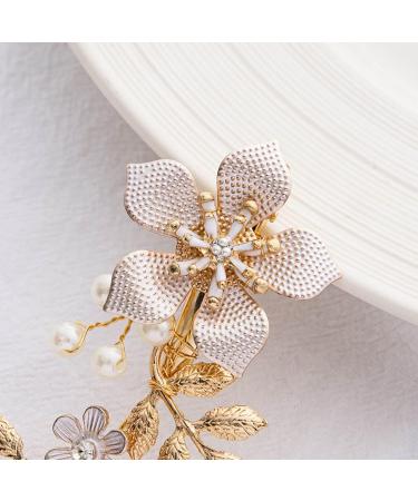 JUSTUSNX Gold Bride Flower Hair Accessories Pearl Crystal Headpiece Wedding Hair Pins Bridal Hair Piece for Women and Girls - Buy Online on GoSupps.com